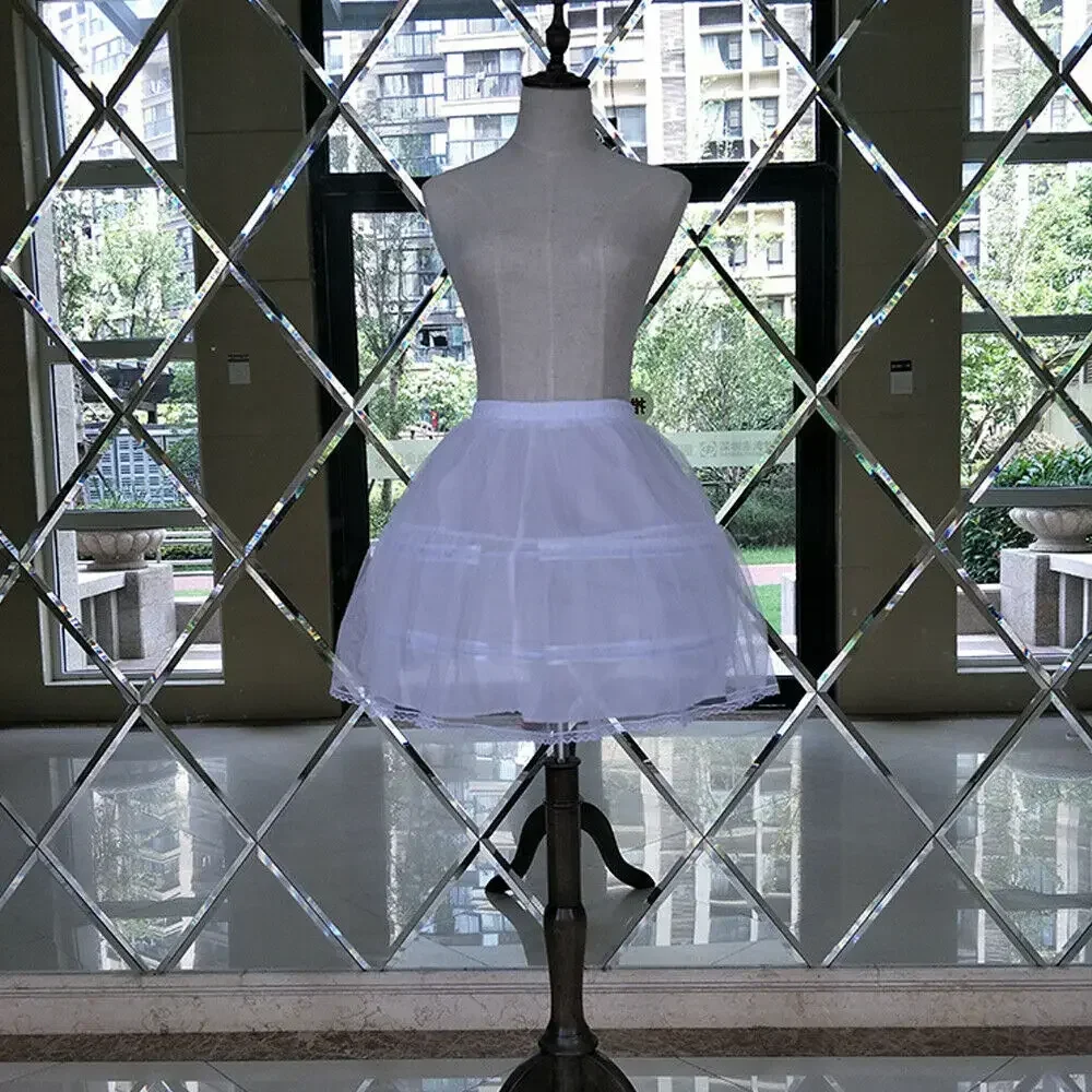 

Girls 2 Hoop Crinoline Short Petticoat Skirt Underskirt Lolita Dress Adjustable