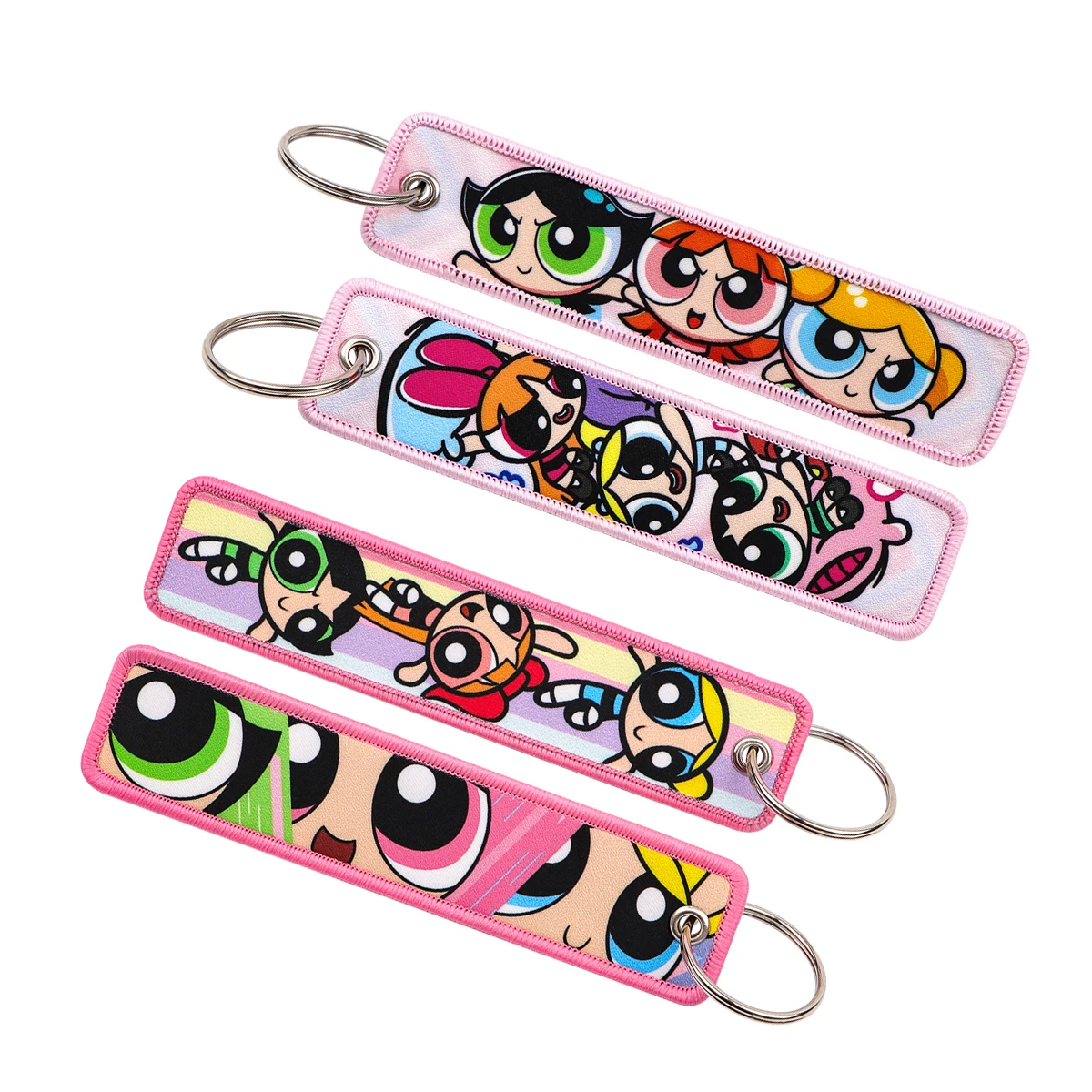 

Cute Cartoon Girls Embroidered Key Man Woman KeyTag Keychain for Car Motorcycles Keyring Holder Jewelry Accessories Friend Gifts