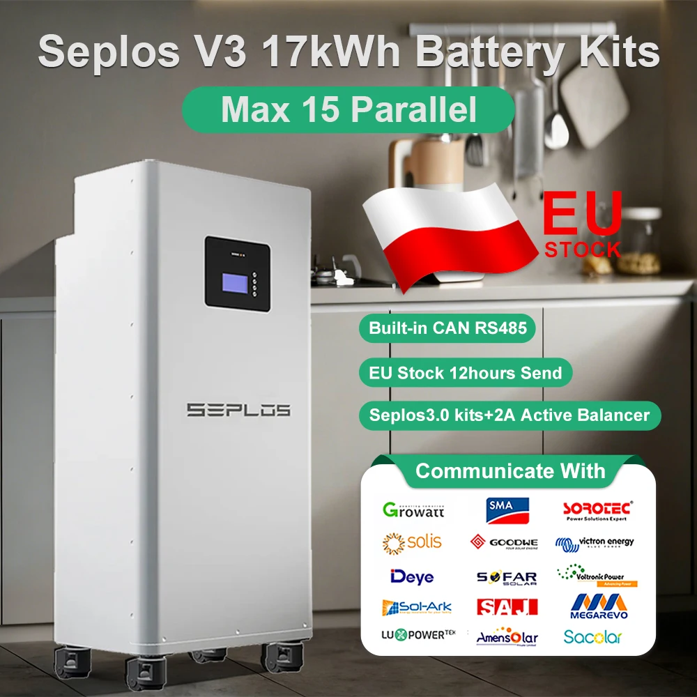 

EU Stock Seplos 3.0 Kits Lifepo4 Battery 48V 280AH 320AH 2A Active Balancer CAN RS485 TAX Free 15KWH 16KWH Home DIY Battery Pack