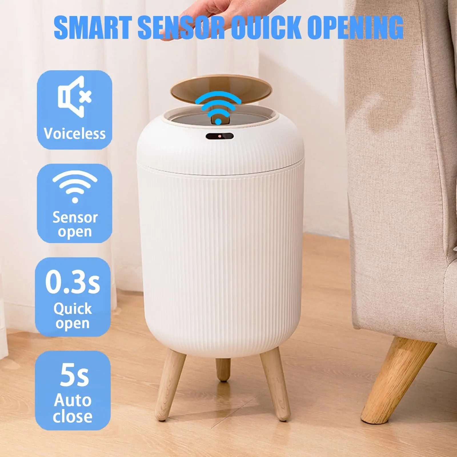 10L Smart Trash Can Automatic Waterproof Electric Large Capacity Waste Kitchen Bathroom Bedroom Automatic Sensor Garbage