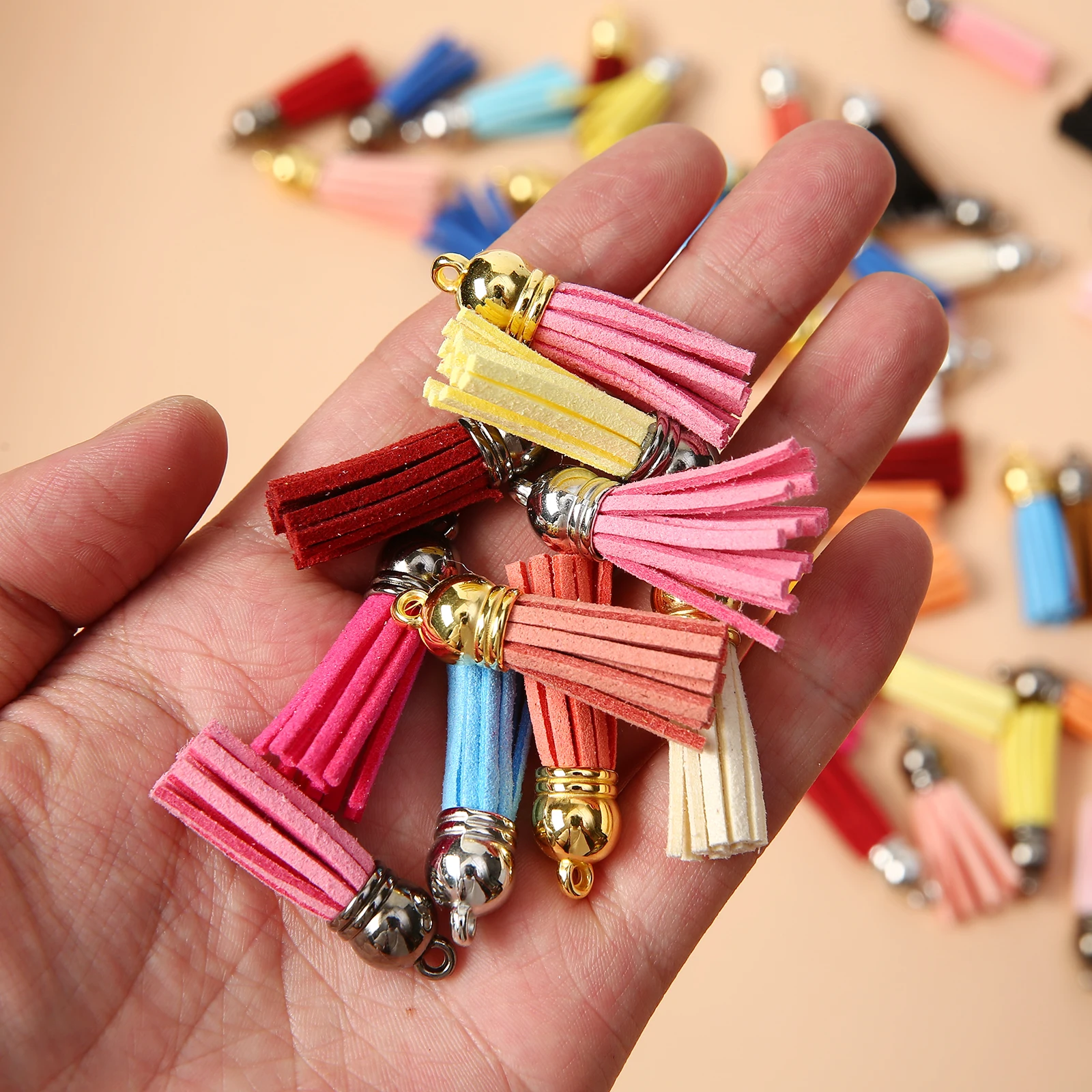 20 Pcs New Fashion Leather Tassel Key Chain Women Cute Tassel KeyChain Bag Accessory   Car Key Ring Fringe Jewelry