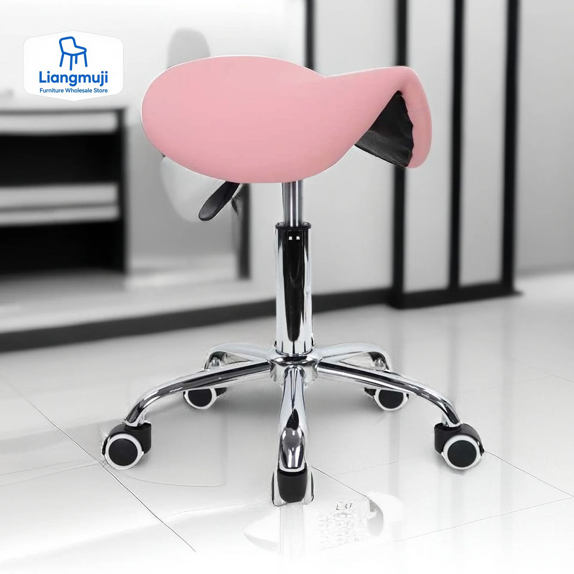 

Saddle Chair - Adjustable Saddle Stool for Salon Spa Drafting Tattoo and Lash Tech，chair with Lifting Wheels, Dental Chair