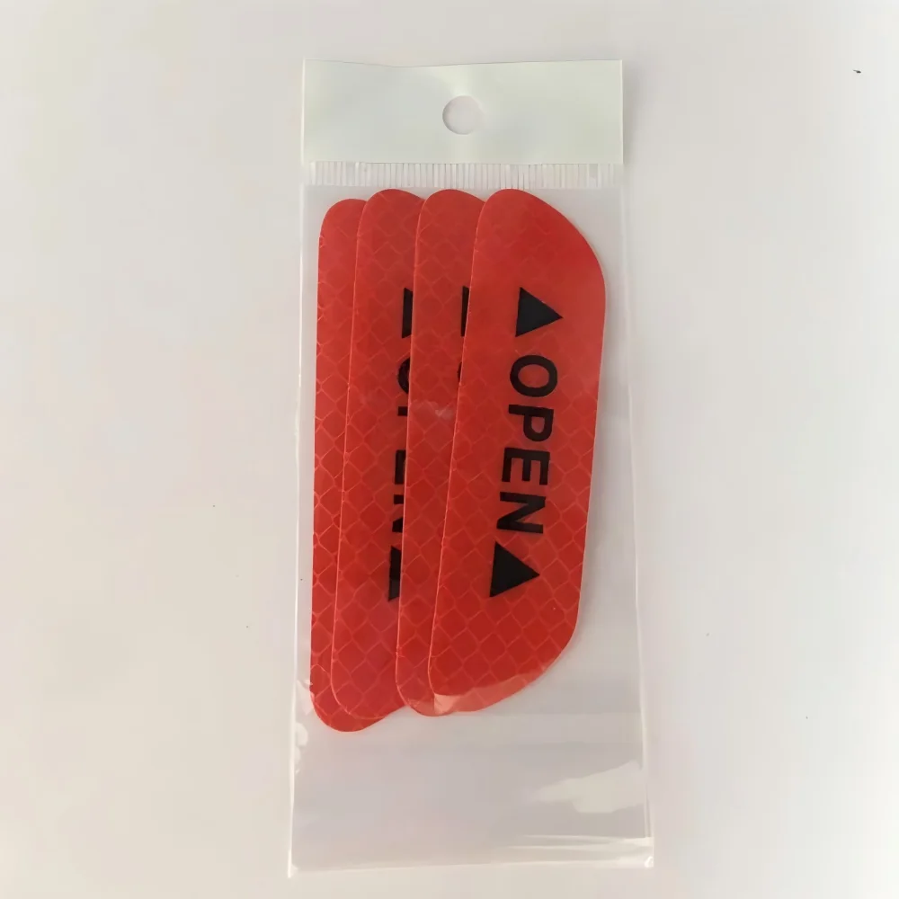 4 stks Universele Auto Reflecterende Open Sticker Waterdichte Autodeur Stickers Open Teken Veiligheid Sticker Reflecterende Veiligheidswaarschuwing Tape