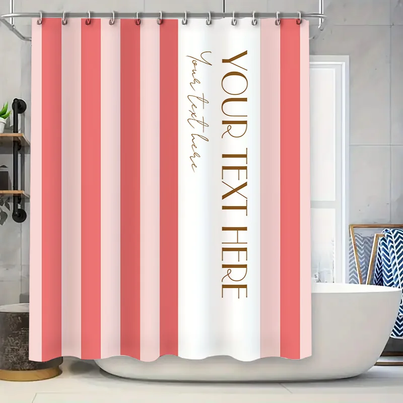 

Занавески для душа с персонализированным принтом и полосатым дизайном, настраиваемый размер для украшения ванной комнаты