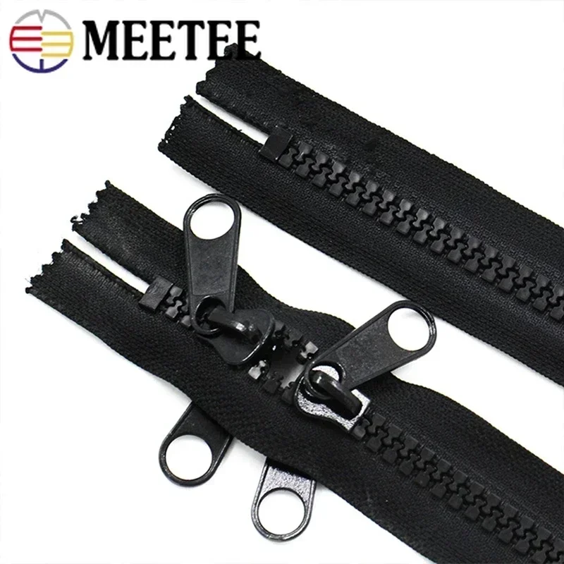 Meetee 1/2/3/4/5/6Meters 10# Double Sliders Resin Zipper for Tent Close-End Zips Outdoor Long Large Zippers Clothing Sewing Zip