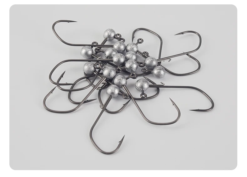 Kingdom 15 Stück Jig-Kopfhaken, 0,7 g, 1 g, 1,2 g, 1,7 g, 2,5 g, 3,5 g, Jig-Köder, harter Köder, weicher Wurm, Ball-Jig-Kopfhaken, Angelzubehör – Detail 17