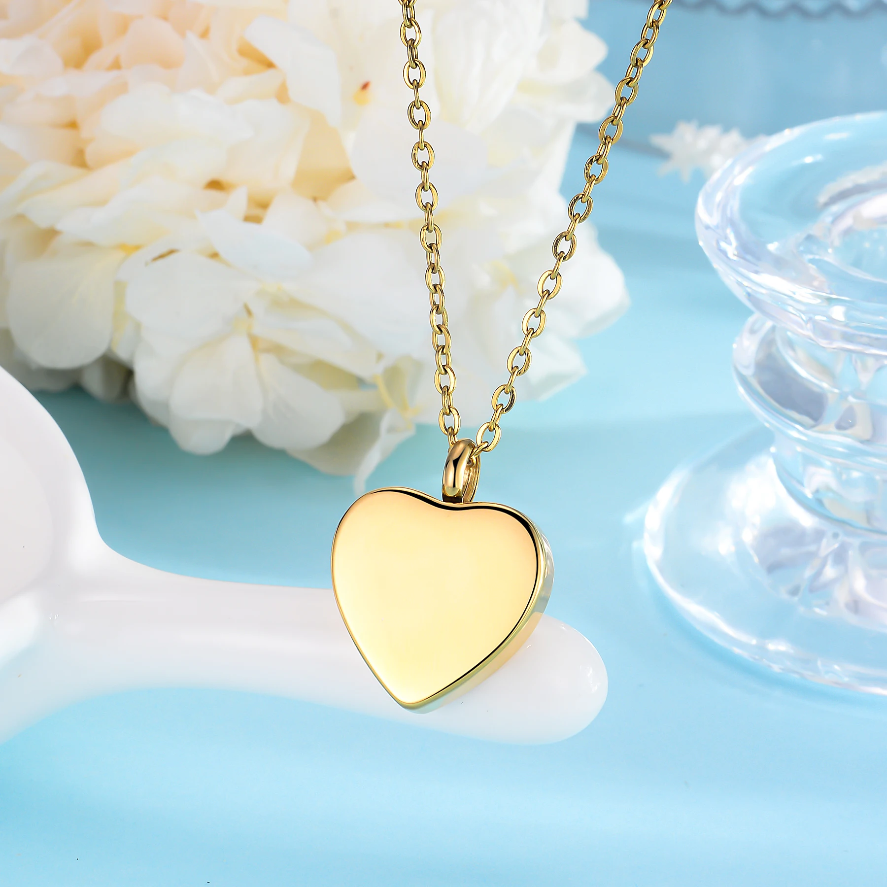 Herzförmige Urnen-Halsketten für Asche für Frauen und Männer, Kremations-Anhänger-Halskette für Asche aus Edelstahl, personalisierbarer Gedenkschmuck – Detail 6