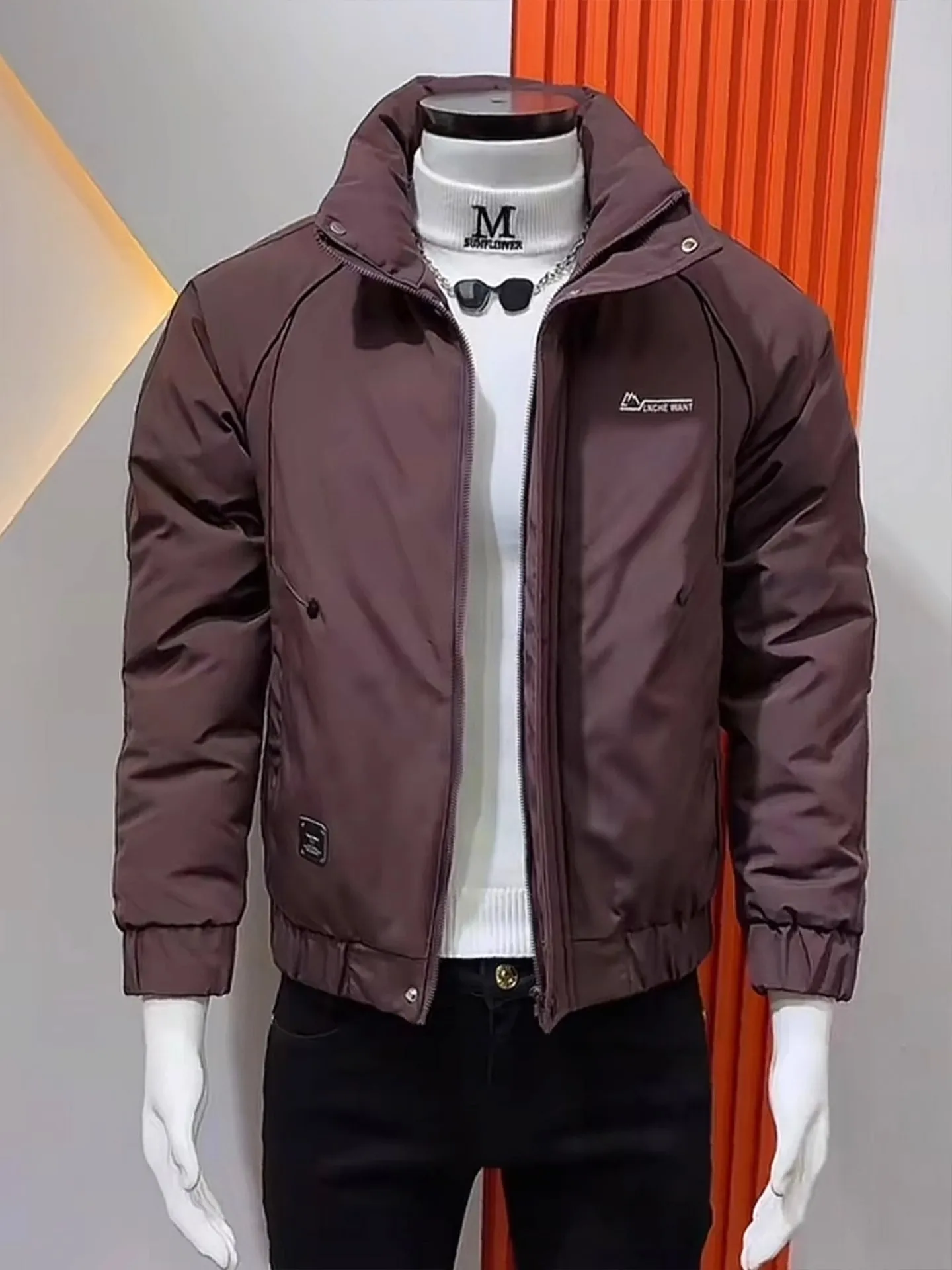 

Men's Thiened Winter Cotton Jaet 2025 Faionable Korean Sle Warm Slim Fit Versatile Polyester Fiber Long Sve Coat