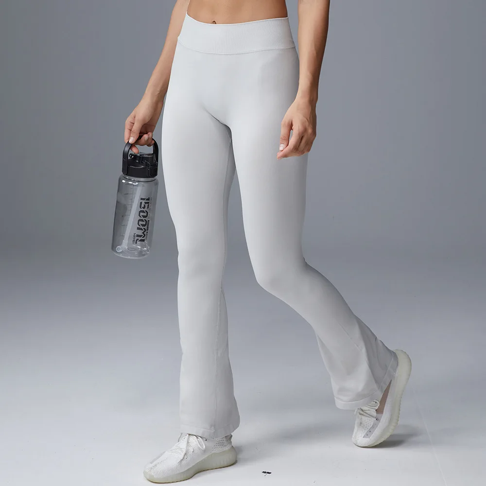 Women Autumn New Mid Waist Yoga Flared Pants Breathable Belly Control Slim Wide Leg Sports Fitness Trousers