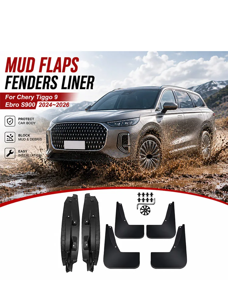 Osłona błotnika samochodowego do Chery Tiggo 9 Ebro S900 2024-2026, chlapacze samochodowe, osłony przeciwbłotne, tylne chlapacze, zewnętrzne osłony błotników — 2