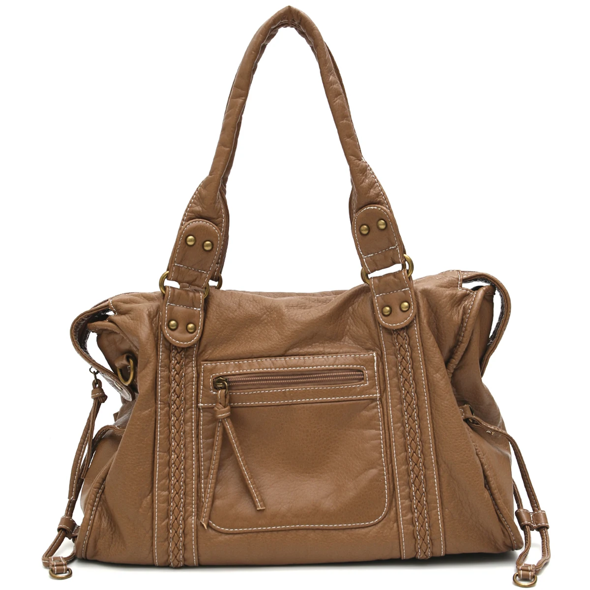 CEZIRA Vintage Washed PU Leather Shoulder Bag Unisex 4