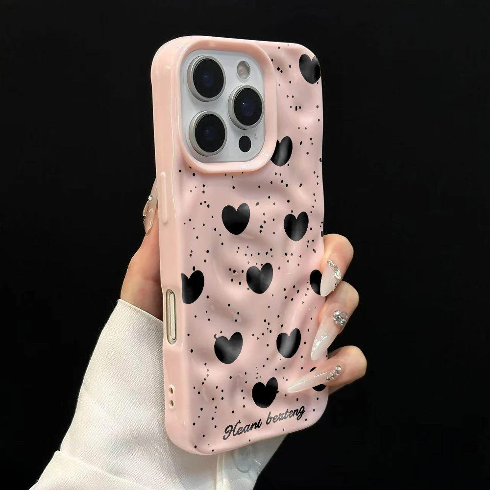 Koreanisches Polka-Dots-INS-Muster Handyhülle für iPhone 17 16 15 14 13 12 11 Pro Max 14 Plus 17Air Falten-Wellen-Soft-Silikon-Cover – Detail 9