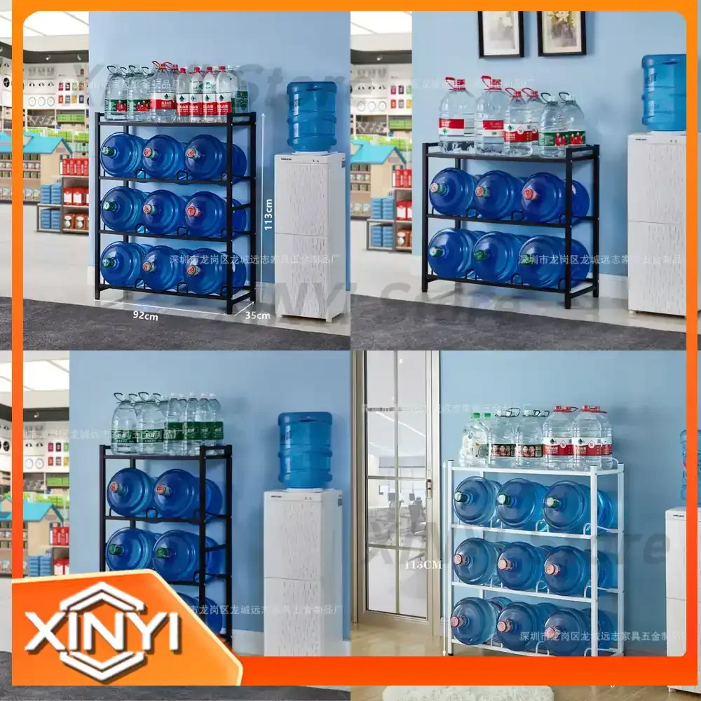 4-Tier 3-Row Water Bottle Storage Rack with Shelf for Bucket Water Organizer