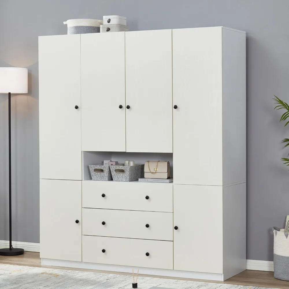 

wardrobe modern style Using medium density fiberboard Surface waterproof and scratch resistant 4 Door Style white wardrobe