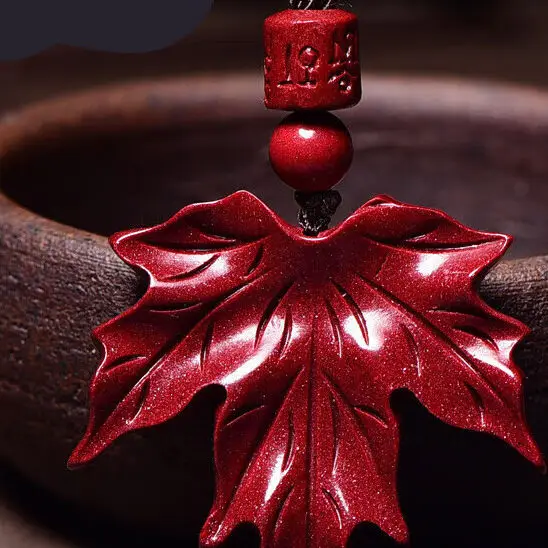 Cinnabar Maple Leaf Pendant Necklace Ornaments for Men and Women