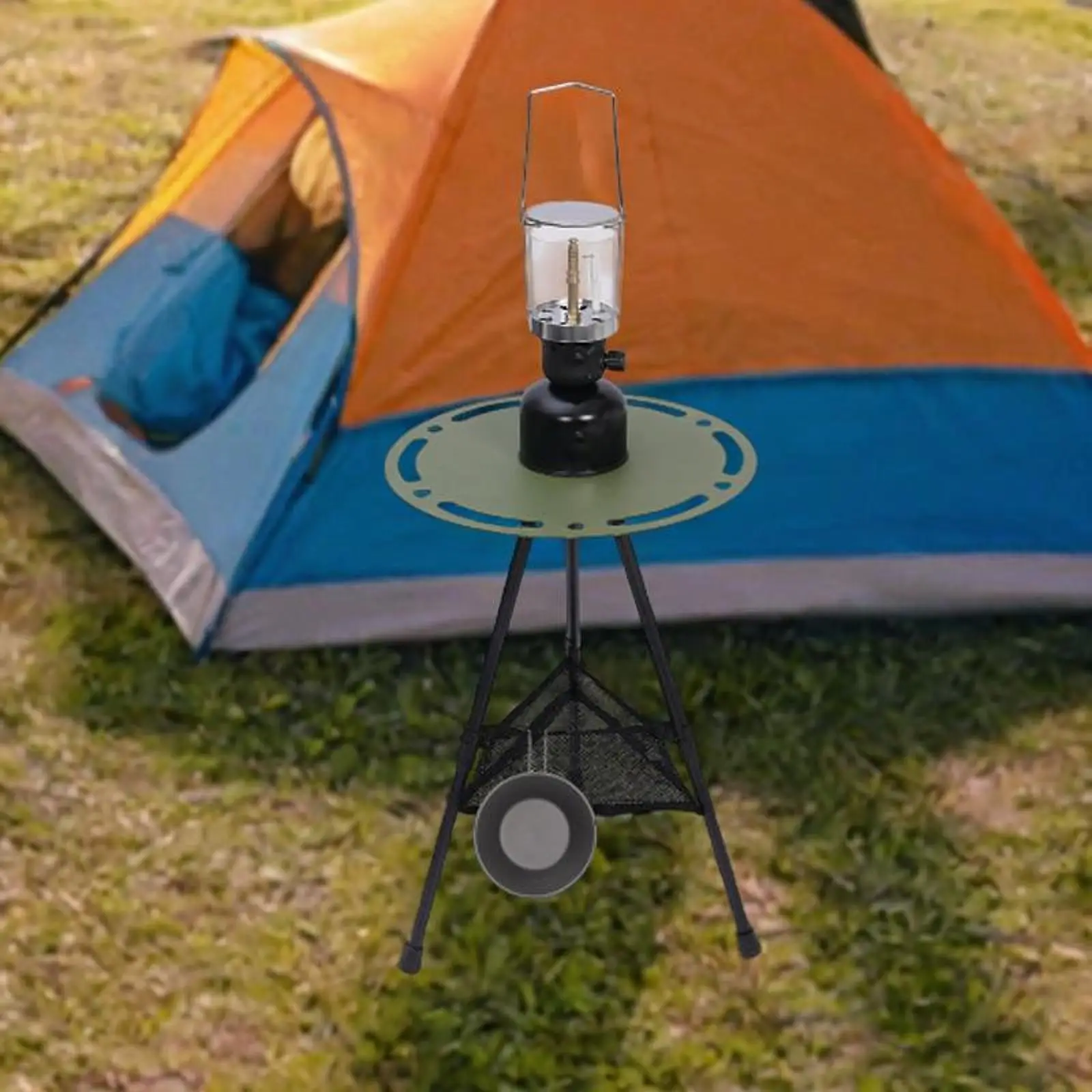 Storage Bag under Table for Picnic, Triangular Mesh Bag, Accessories, Folding