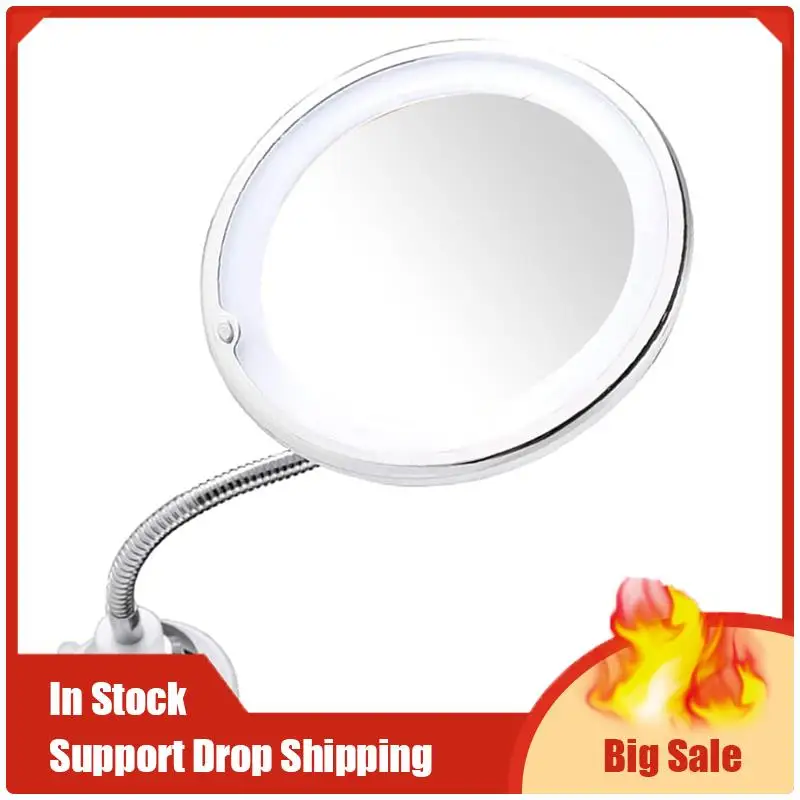 PVC-spiegel 360 graden rotatie LED 10X met sterke zuignap Draagbare draadloze reisspiegel voor thuis