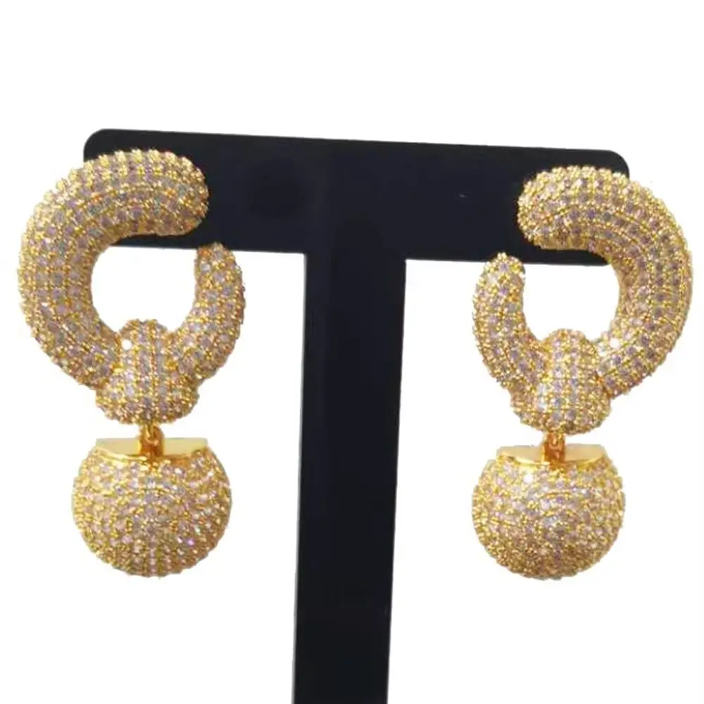 

Missvikki Trendy Dubai Style Luxury Gorgeous Pendant Earrings For Women Wedding Party Shiny Full CZ Fashion Jewelry High Quality