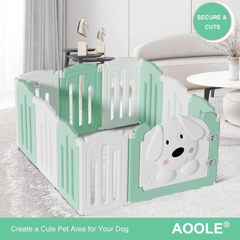 روضة كلب قابلة للتعديل وقابلة للطي في الأماكن المغلقة، قلم سياج قوي غير قابل للانزلاق، 25.5 ساعة 10 ألواح للكلاب الصغيرة مع باب، مثالية لـ Ind #3