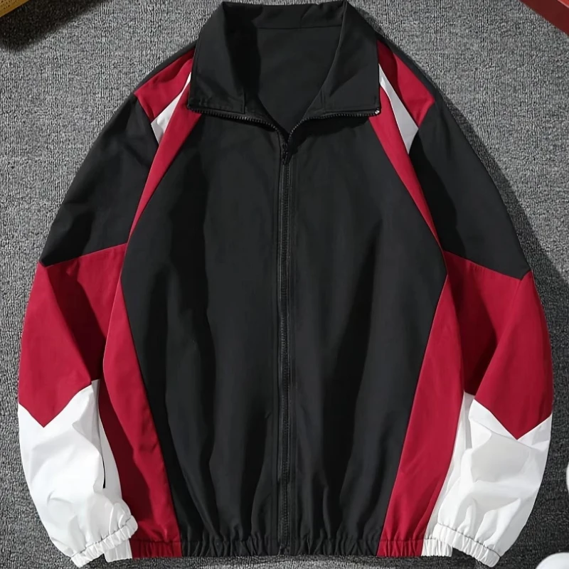 Chaqueta bloqueada de color para hombre, ligera, informal, de viaje, resistente al viento y al desgaste, tela de alta calidad, abrigo informal de estilo versátil