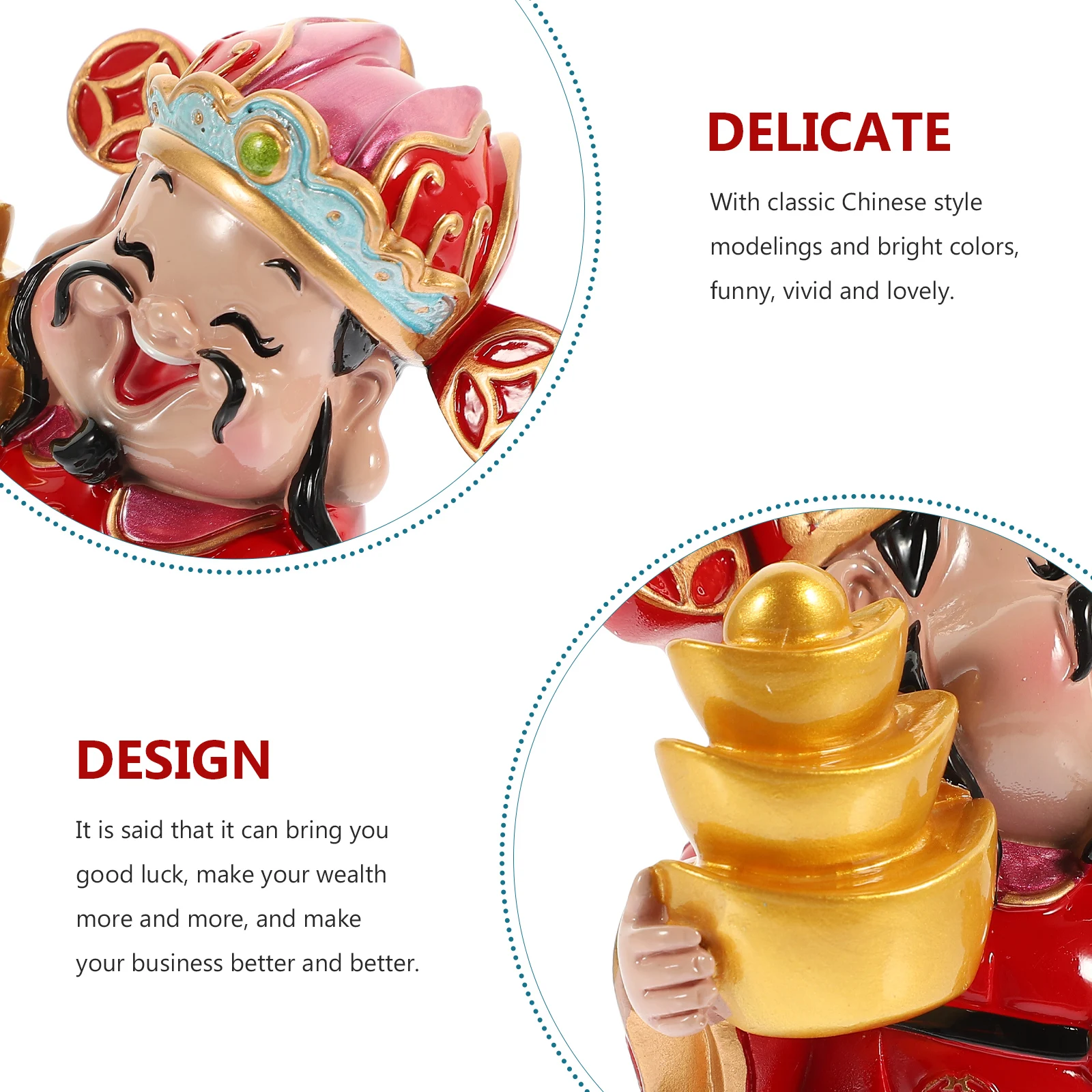 

Lucky Fortune God Resin Statuette Wealth Blessing Ornament Desktop Living Room Home Decoration Unique Gift For Family Friends