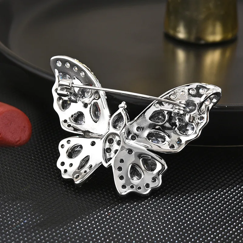 Korean Elegant Temperament Exquisite Classic Super Flash Full Zirconium Butterfly High-Grade Coat Brooch Jewelry A Generation