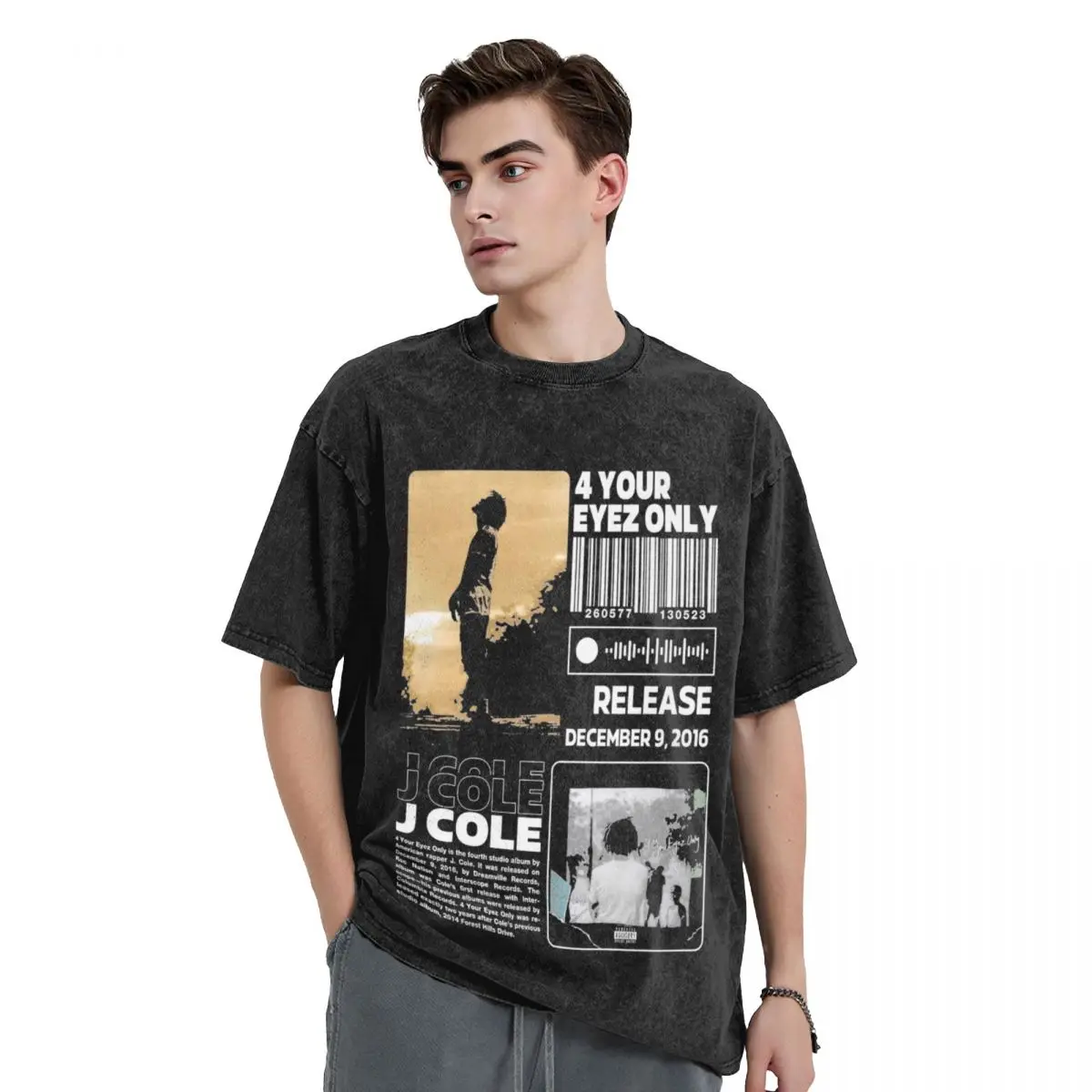 Streetwear Washed T-Shirt J Cole Rapper Vintage Rap Music Cotton T-Shirts Hipster Tshirt for Men Summer Y2K Retro Casual Tops