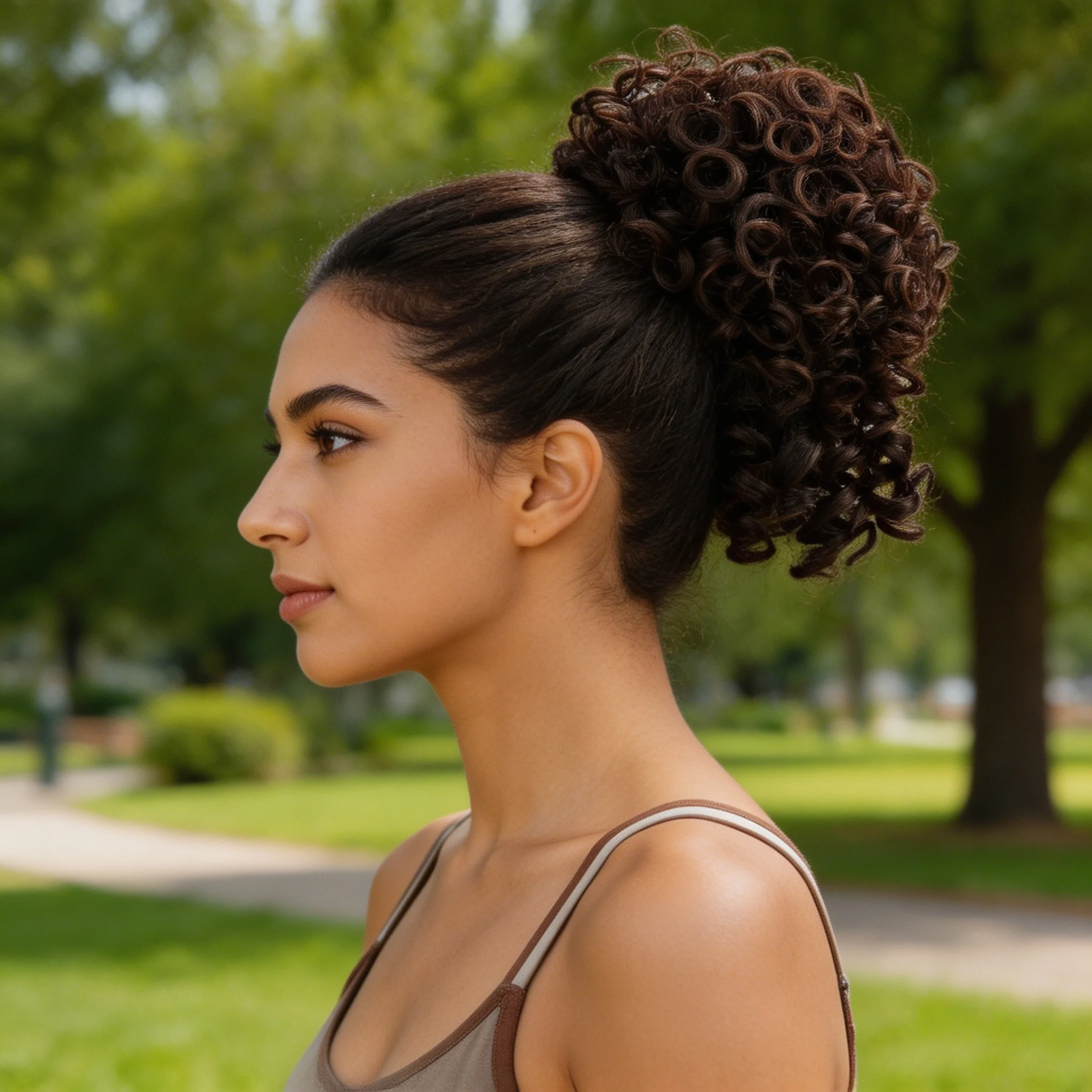 20cm/ 8inch Drawstring African Messy Curly Bun Wig, Natural Fluffy Curly Wave Bun, Synthetic High-Temperature Fiber, Realistic Hair Strands, Secure and Non-Slip, European and American Style, Suitable for Daily Commuting and Parties, Versatile Women's Wig, Create Versatile Hairstyles