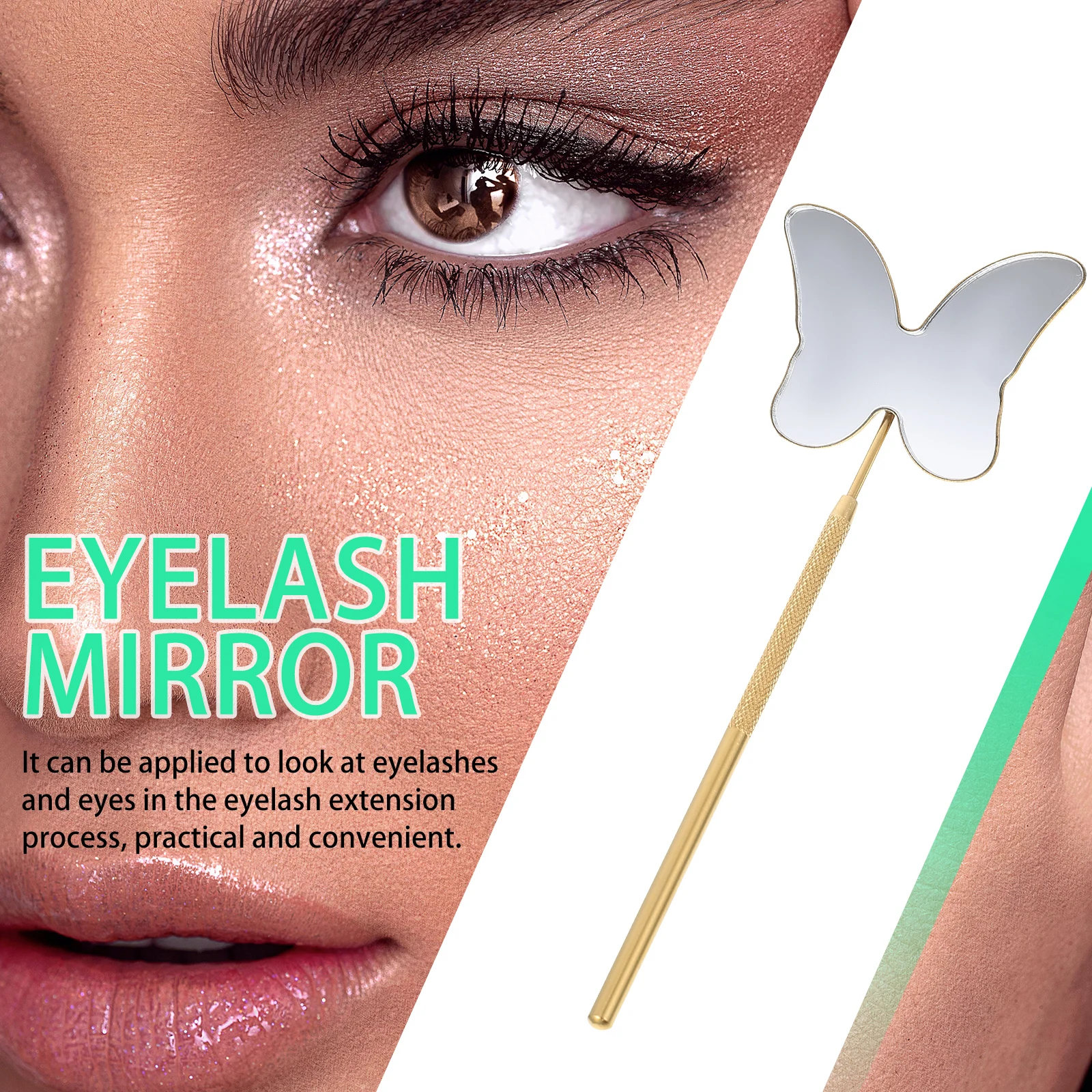 Miroir de vanité d'inspection de cils, outils d'extension de cils en acier inoxydable, conception amovible, antidérapant, utilisation en Salon H