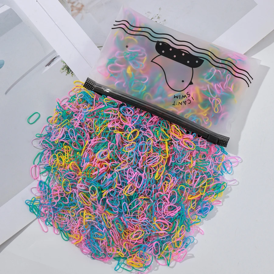 500 Stück schwarze transparente Einweg-Gummi-Haarbänder für Mädchen und Kinder, Pferdeschwanz-Halter, Stirnbänder, Haarschmuck für Kinder – Detail 11