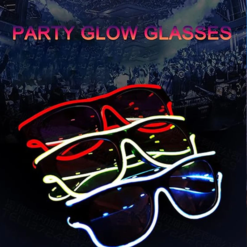 Bezprzewodowe okulary LED Party Light up Glasses Neon Party Flashing Glasses EL Wire Glowing Glow Sunglasses Bright Light Supplies — zdjęcie 7