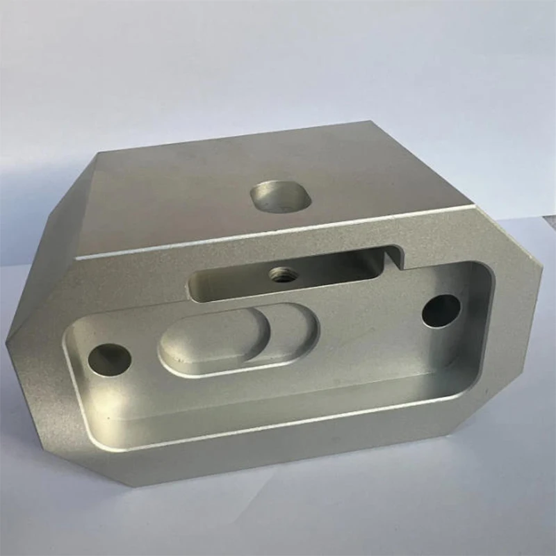 

Custom Made Silver Anodized CNC Machined Aluminum Fixture Block - Durable Custom CNC Machining Services