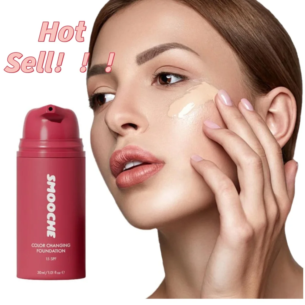 Base de Maquiagem Natural SMOOCHE que Muda de Cor, Hidratante, à Prova d'Água, Longa Duração, Corretivo de Cobertura Total