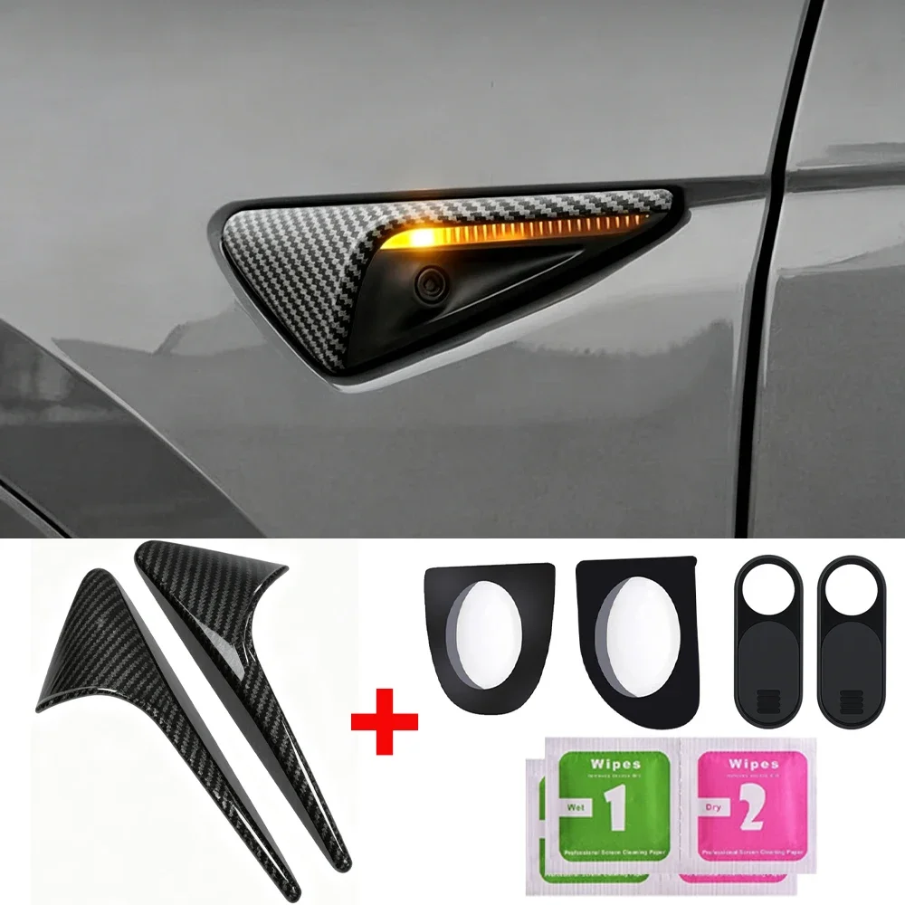 8 Pcs for Tesla Model YL Launch 2026 Side Camera Cover Lens Protector Turn Signal Camera Cover Wrap ABS Leaf Board Accessories
