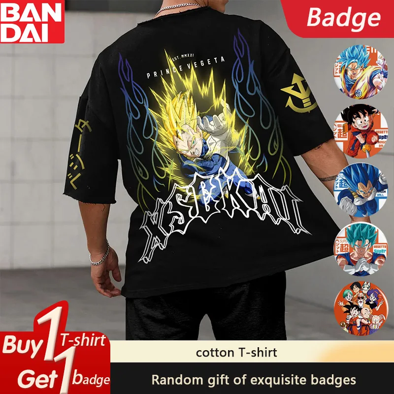 

Dragon Ball GOKU Anime Peripheral Short Sleeve Summer Two Dimensional Loose Men's and Women's Cotton T-Shirt Ins
