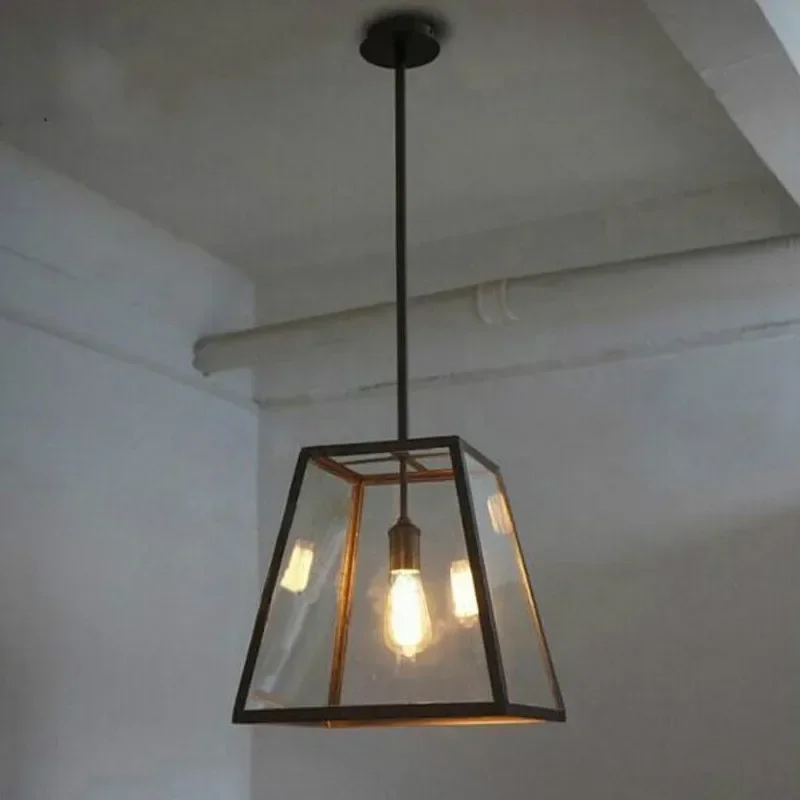 LOFT Pendant Lamps Vintage Brief LOFT Iron Pendant Lamps Living Room Bar Hotel,Flament Pendant Edison Bulb Glass Boxes