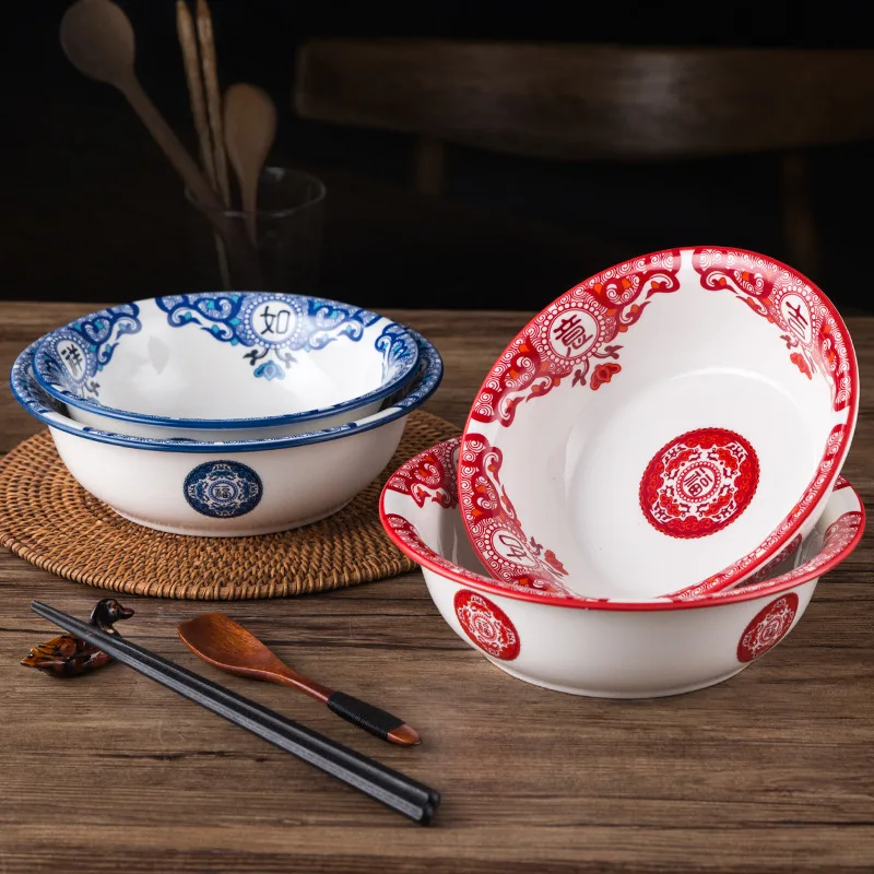 Enamel thickened washbasin ethnic enamel auspicious luck blue and white porcelain wash vegetables wash face enamel basin