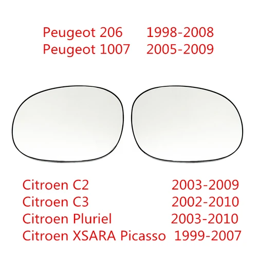 Imagen 1 del producto Espejo lateral de cristal para Peugeot 206 1007 Citroen C2 C3 Pluriel XSARA Picasso HD lente de espejo retrovisor calefactable accesorios automotrices