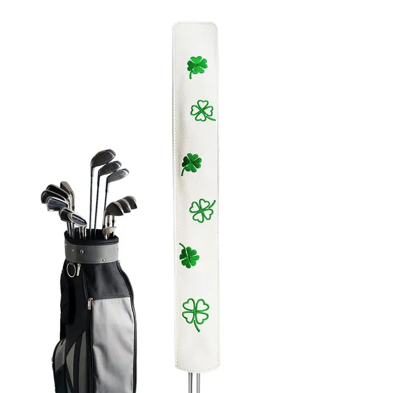 Alignment Stick Headcover Clover Pattern PU Leather Golf Alignment Sticks Holder Golf Club Protector Golf Accessories For Most