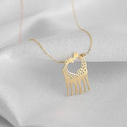 New Metal Necklace Giraffe Heart Pendant Necklaces Animal Pattern Chains Chokers Personalized Stainless Steel Jewelry Gifts