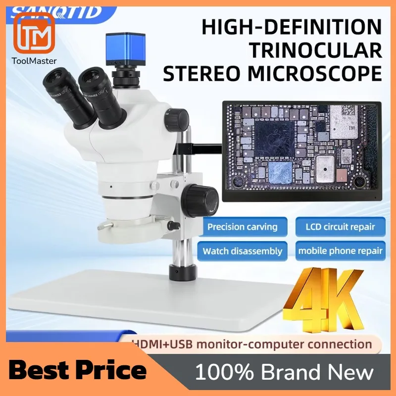 

【Best Selling】SANQTID TD-0850-HDMI 8-50X Trinocular Stereomicroscope HDMI Microscope Mobile Phone Repair Jewelry And PCB Inspe