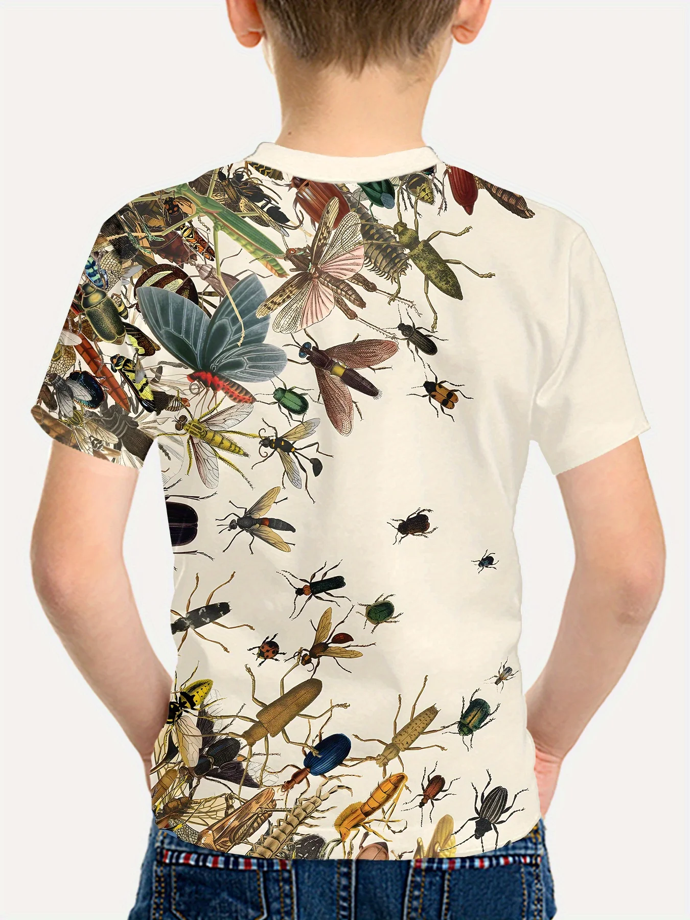 Kids‑3D‑Digital‑Insect‑World‑Collection‑Print‑T‑Shirt‑Gift‑For‑Children‑Daily‑Outdoor‑Summer‑Top