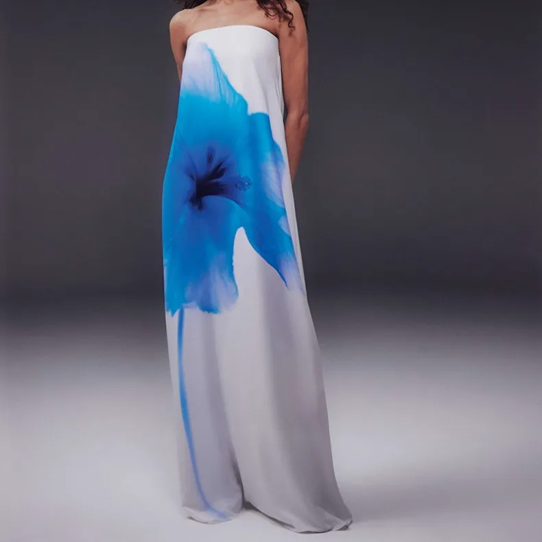 Ärmelloses, bedrucktes, trägerloses langes Kleid, modisch und sexy, für Party, Abschlussfeier, formelle, elegante Damen-Robe. – Detail 11