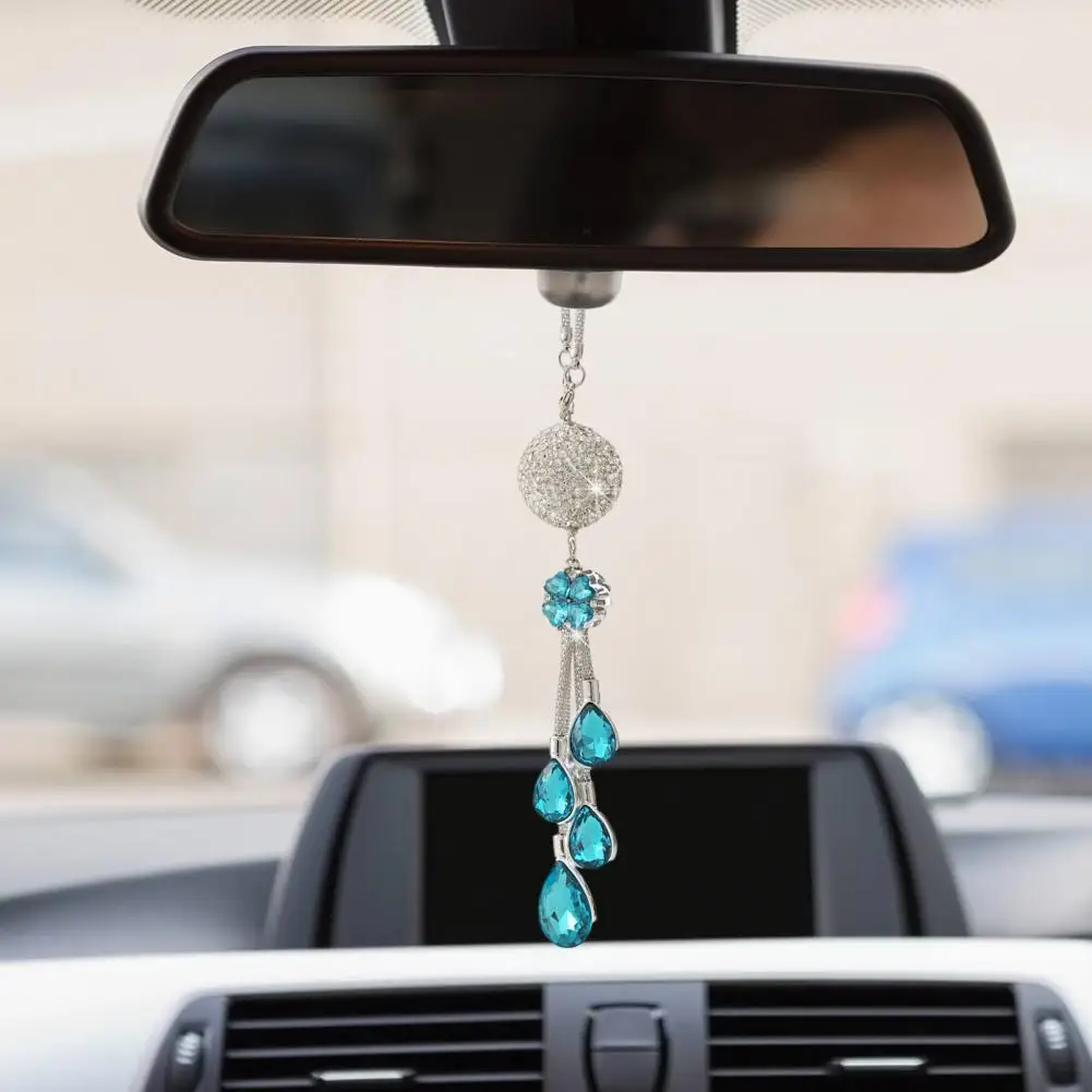 Rhinestone Car Mirror Accessory Sparkling Rhinestone Car Pendant A Glamorous Accessory with Refractive Faux Ball Stylish Car