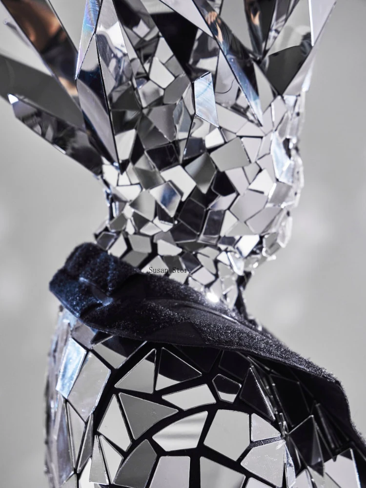 Costume reine des glaces miroir argenté, Costume de carnaval d'halloween et de noël, discothèque, fête, spectacle sur scène, vêtements de Cosplay pour femmes