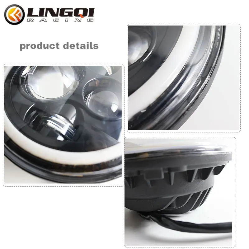 LINGQI Pit Dirt Bike LED Headlight Motorcycle Round Front Head Lamp 6.5 7 inch Universal for Motocross Off-Road Cafe Racer 125cc