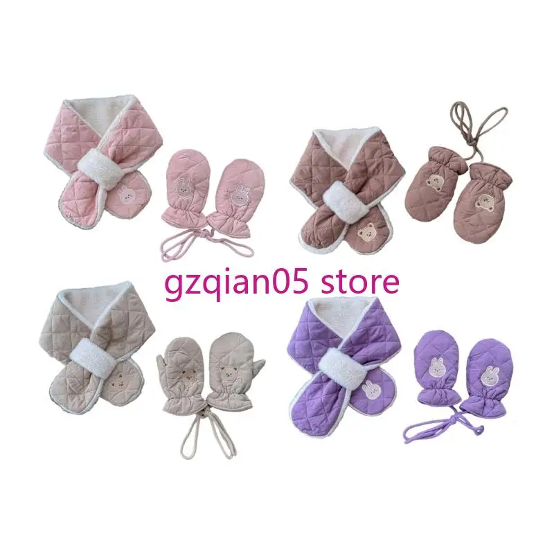 

N7ME Soft Baby Crosses Scarf Mittens Combo 2Pieces Allergyfree Winter Accessories