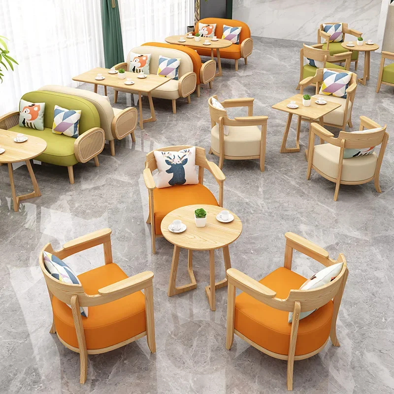 Dessert milk tea shop lounge area book bar beverage shop tables and chairs leisure negotiation sofa chair cafe table