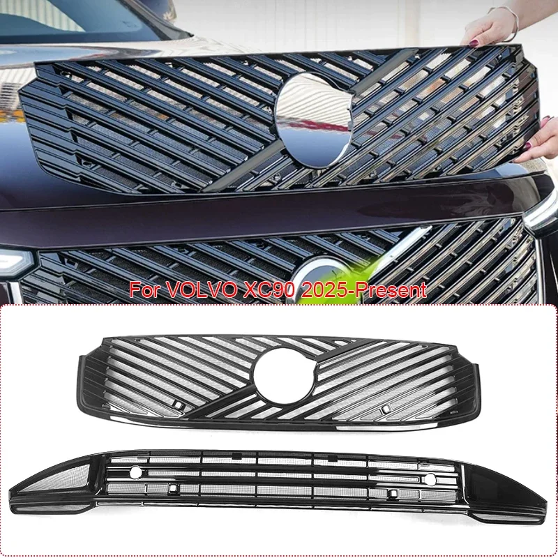 For VOLVO XC90 2025-Present Car Replace Front Upper Lower Grille  Buckle Insect Proof Net Auto Bumper Center Intake Grille Cover
