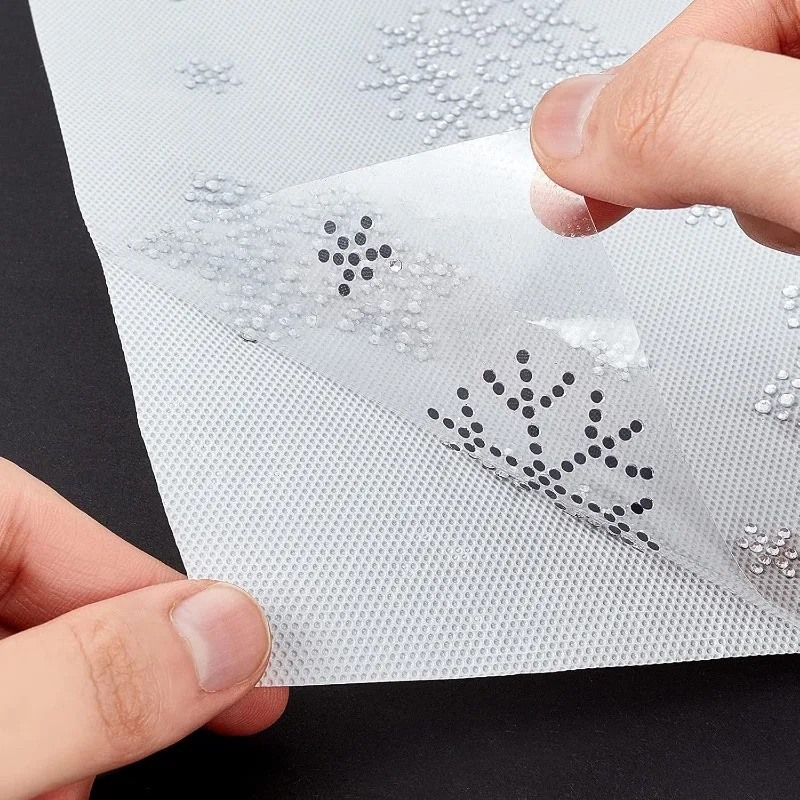 2 ورقة حديد ندفة الثلج على حجر الراين نقل الحديد على زين الإصلاح الساخن مع 16 قطعة نمط رقاقات الثلج ملصق ندفة الثلج #4